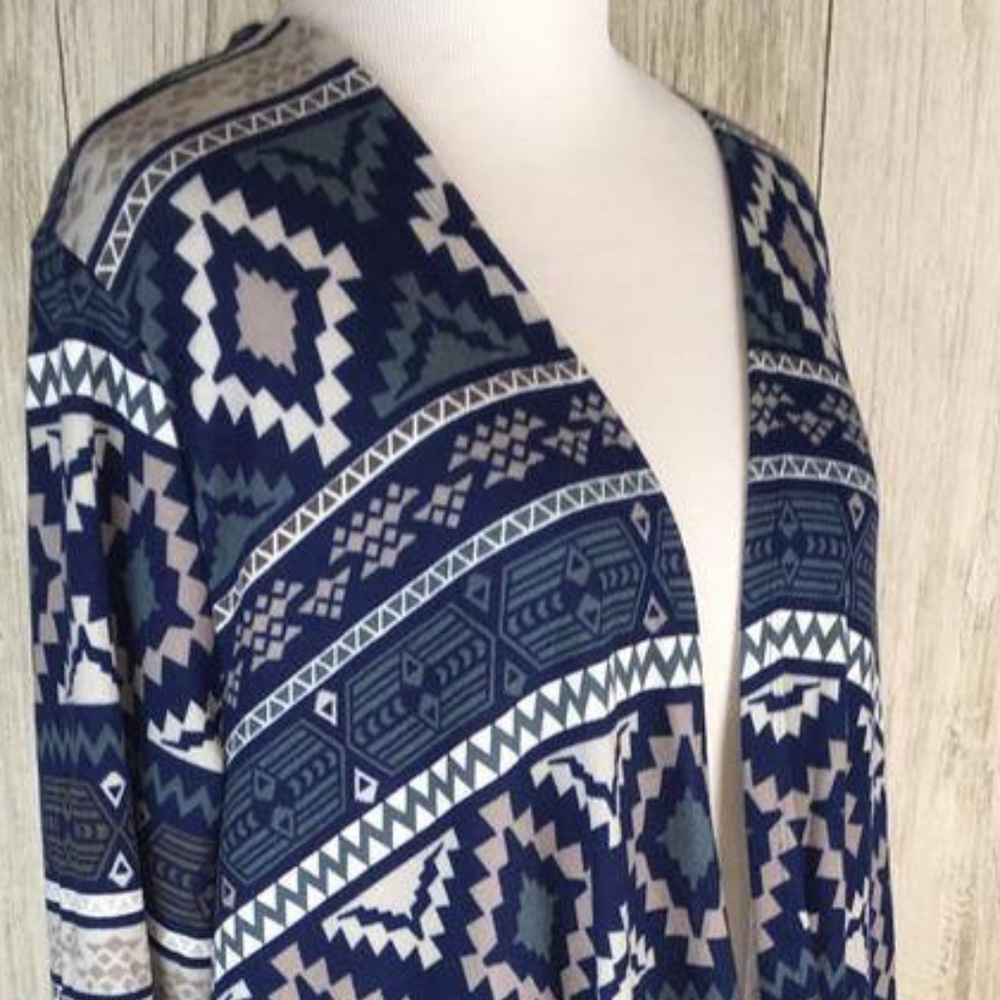 Lularoe XS Caroline Cardigan Aztec Blue NWT